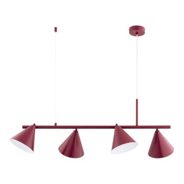 Lampadario a sospensione con cavo ZELTA 4xE27/15W/230V, rosso