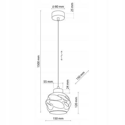 Lampadario a sospensione con cavo ZULIA 1xE27/15W/230V nero/fumé
