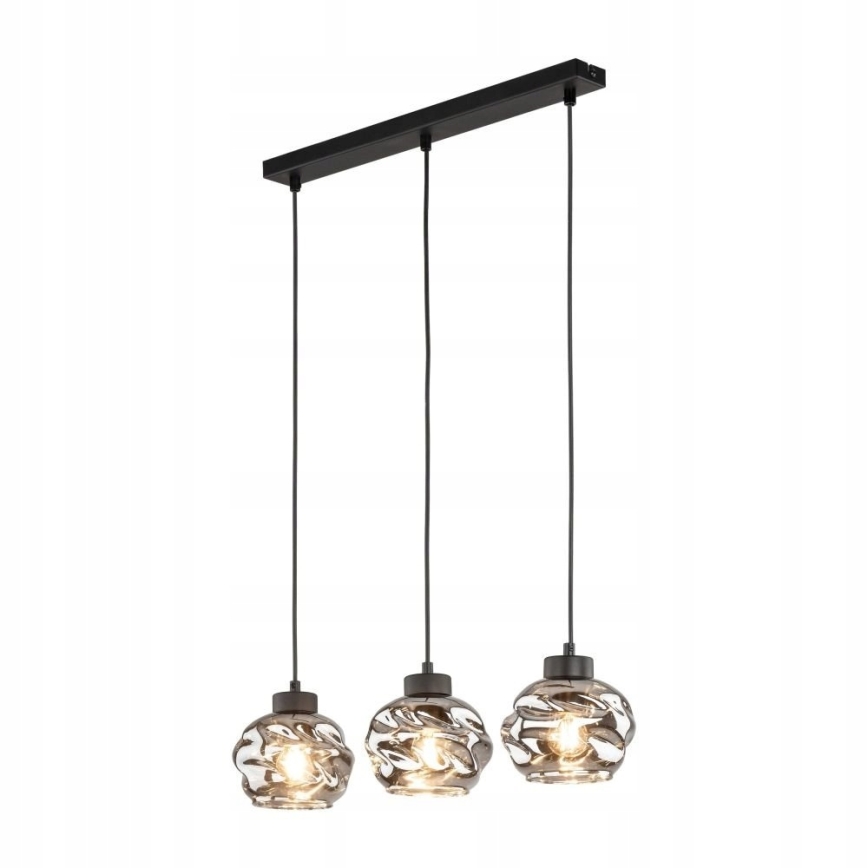Lampadario a sospensione con cavo ZULIA 3xE27/15W/230V, nero/nero fumé