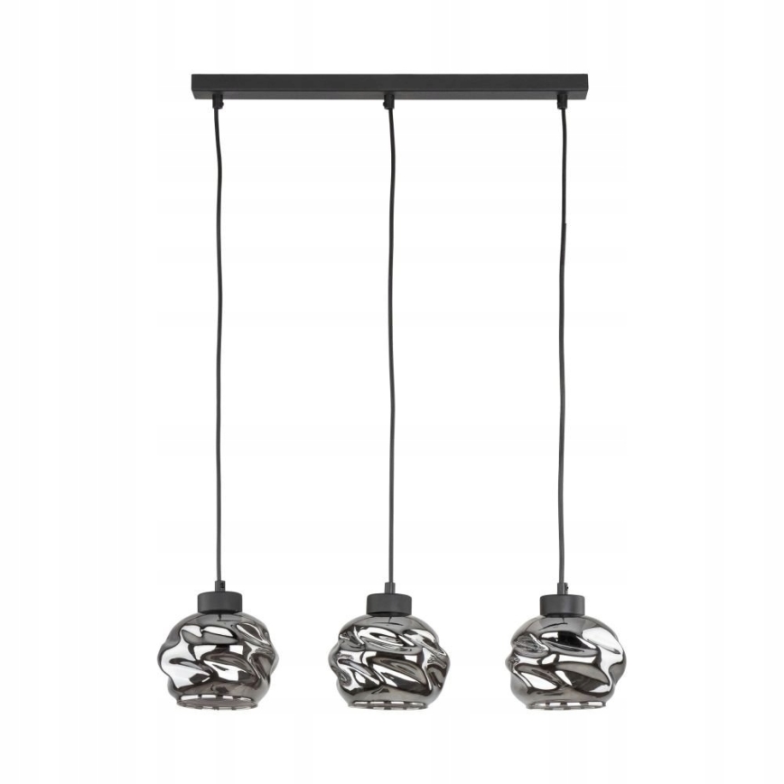 Lampadario a sospensione con cavo ZULIA 3xE27/15W/230V, nero/nero fumé