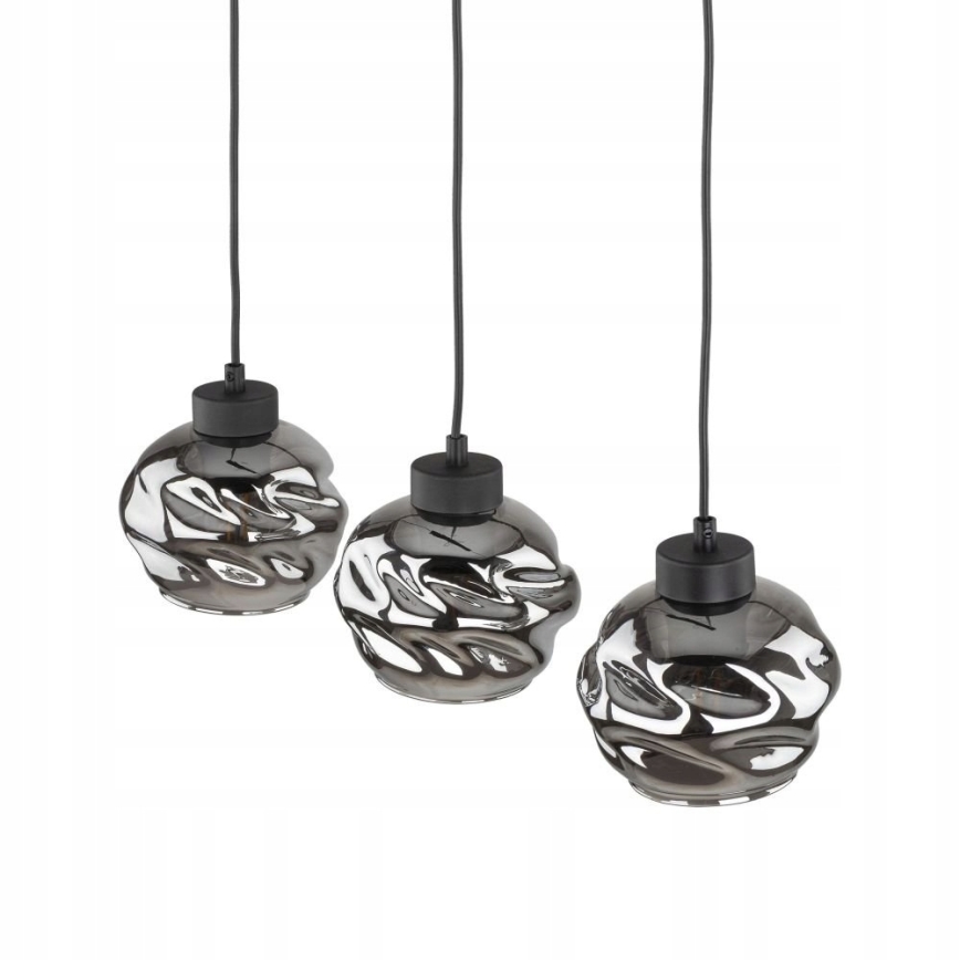 Lampadario a sospensione con cavo ZULIA 3xE27/15W/230V, nero/nero fumé