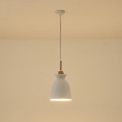 Lampadario a sospensione con filo 1xE27/15W/230V bianco diametro 19,5 cm