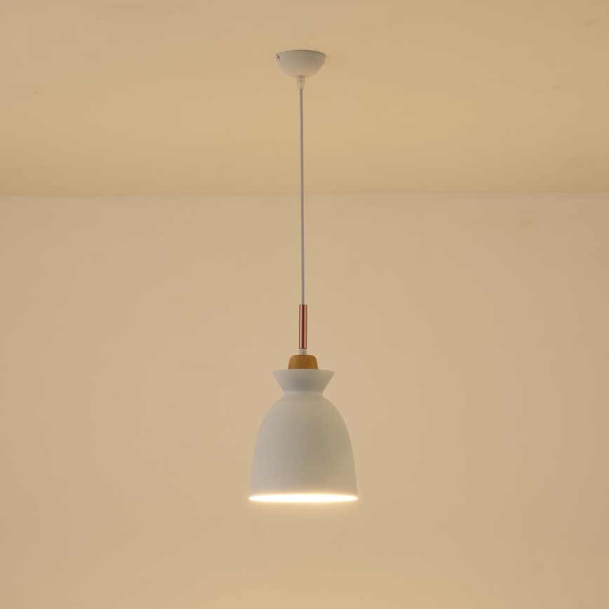 Lampadario a sospensione con filo 1xE27/15W/230V bianco diametro 19,5 cm