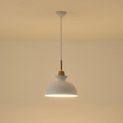 Lampadario a sospensione con filo 1xE27/15W/230V bianco diametro 28 cm