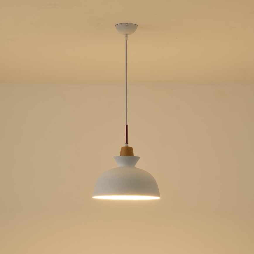 Lampadario a sospensione con filo 1xE27/15W/230V bianco diametro 28 cm