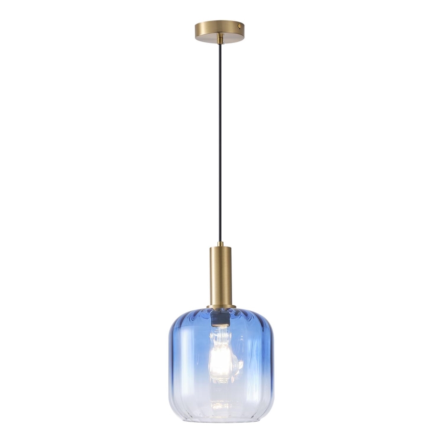 Lampadario a sospensione con filo 1xE27/15W/230V blu/fumé diametro 20 cm