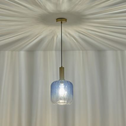 Lampadario a sospensione con filo 1xE27/15W/230V blu/fumé diametro 20 cm