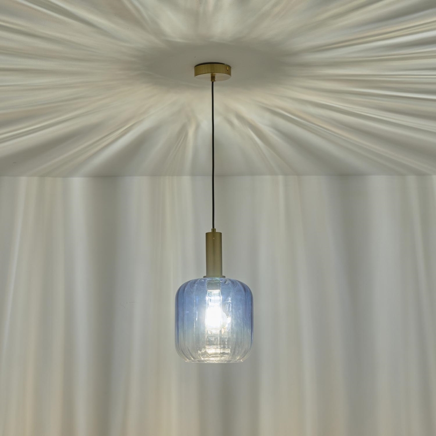 Lampadario a sospensione con filo 1xE27/15W/230V blu/fumé diametro 20 cm
