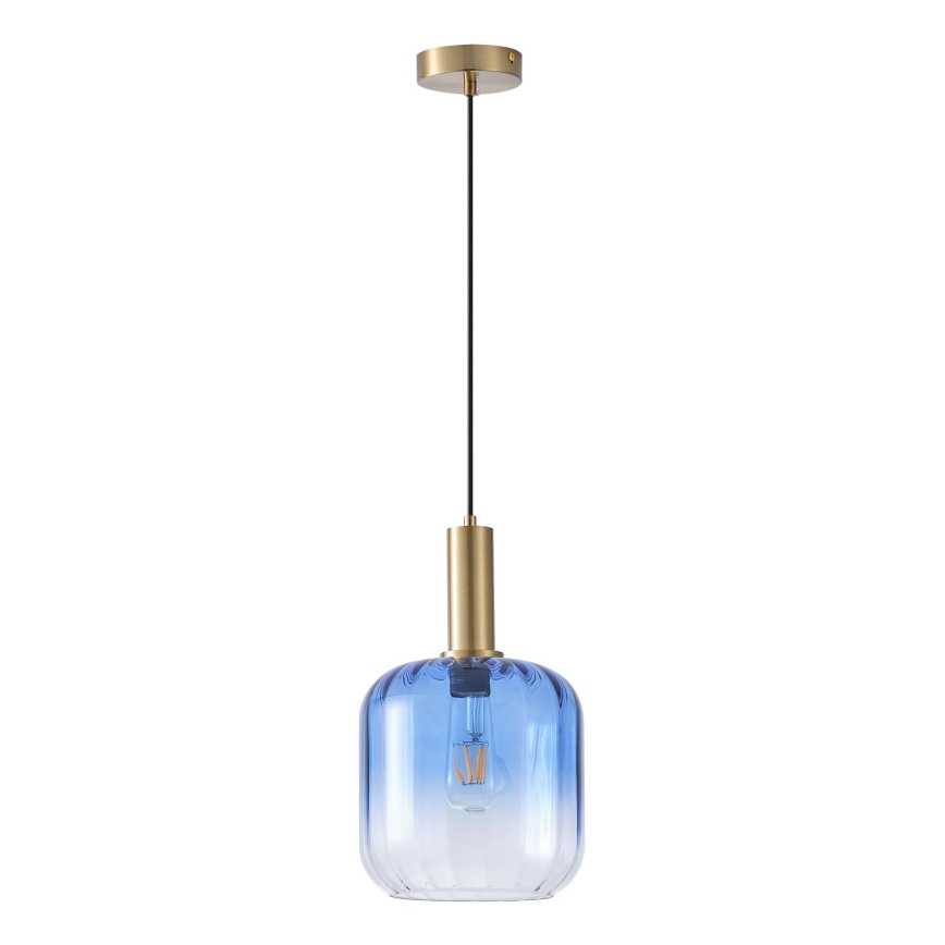Lampadario a sospensione con filo 1xE27/15W/230V blu/fumé diametro 20 cm
