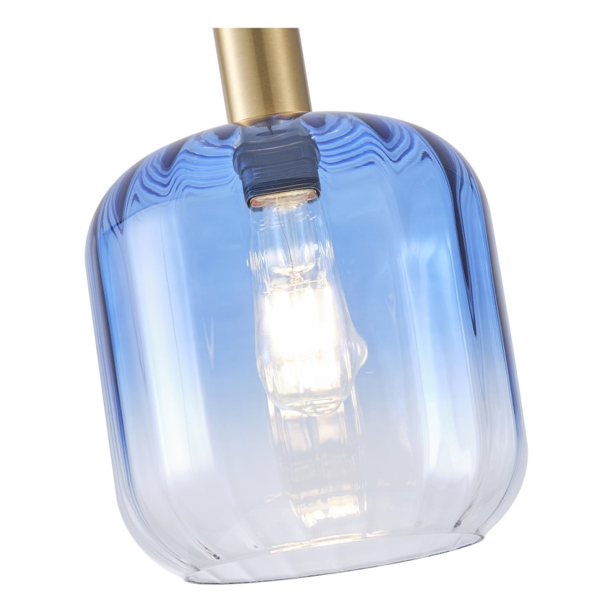 Lampadario a sospensione con filo 1xE27/15W/230V blu/fumé diametro 20 cm