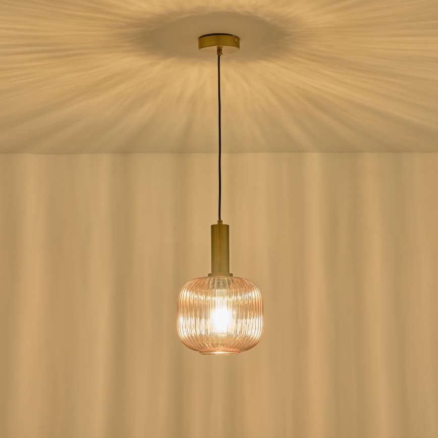 Lampadario a sospensione con filo 1xE27/15W/230V marrone diametro 20 cm