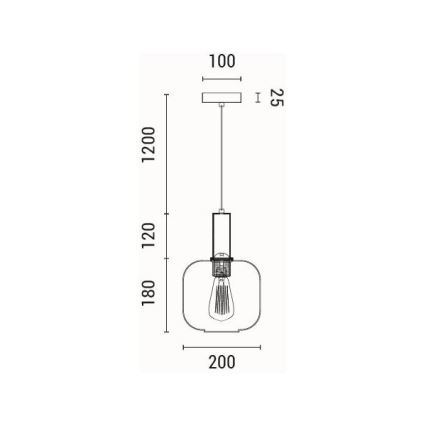 Lampadario a sospensione con filo 1xE27/15W/230V marrone diametro 20 cm
