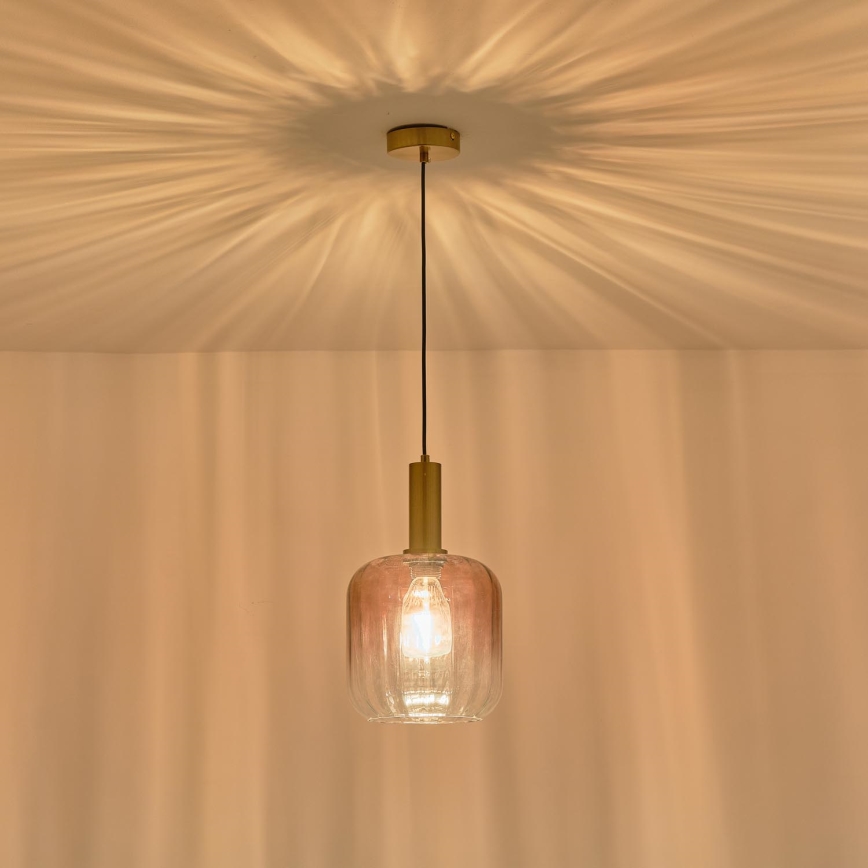 Lampadario a sospensione con filo 1xE27/15W/230V rosso/fumé diametro 20 cm