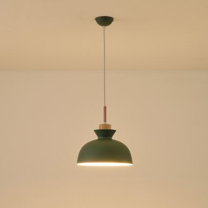Lampadario a sospensione con filo 1xE27/15W/230V verde diametro 28 cm