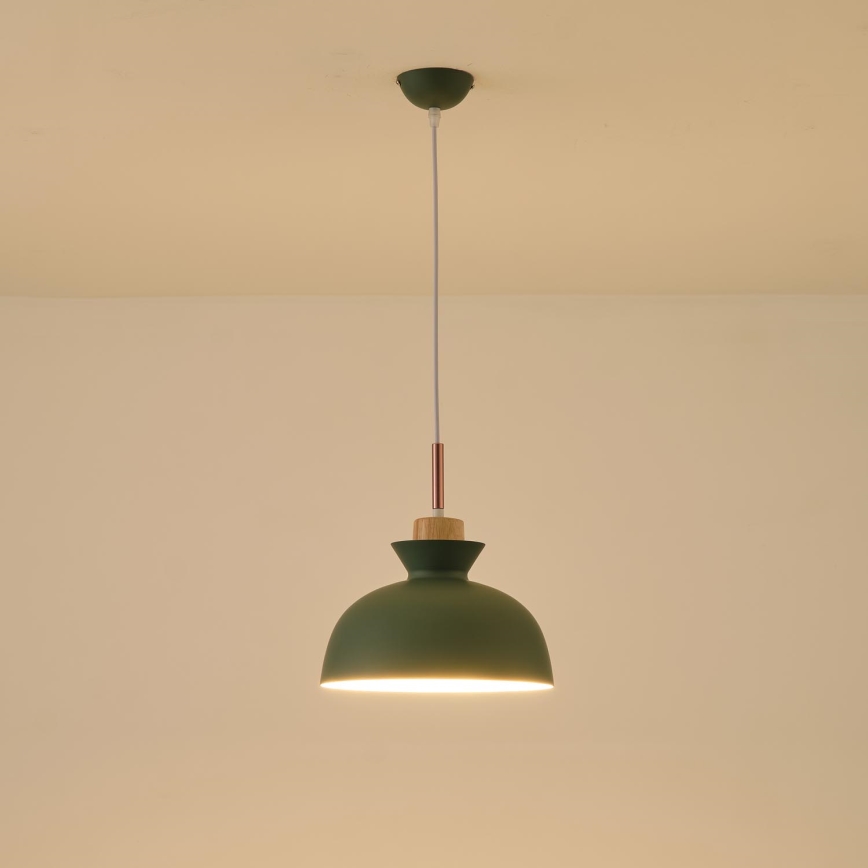 Lampadario a sospensione con filo 1xE27/15W/230V verde diametro 28 cm