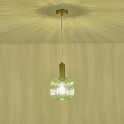 Lampadario a sospensione con filo 1xE27/15W/230V verde pr. 20 cm