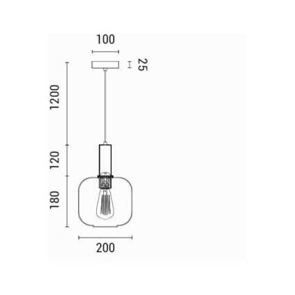 Lampadario a sospensione con filo 1xE27/15W/230V verde pr. 20 cm