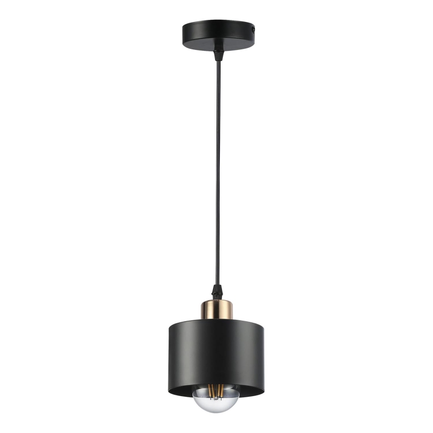 Lampadario a sospensione con filo 1xE27/35W/230V diametro 12 cm nero/oro