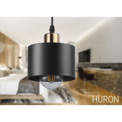 Lampadario a sospensione con filo 1xE27/35W/230V diametro 12 cm nero/oro