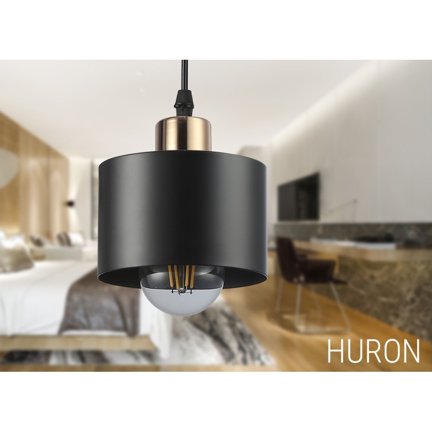 Lampadario a sospensione con filo 1xE27/35W/230V diametro 12 cm nero/oro
