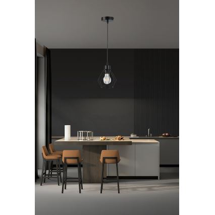 Lampadario a sospensione con filo 1xE27/35W/230V diametro 18 cm nero
