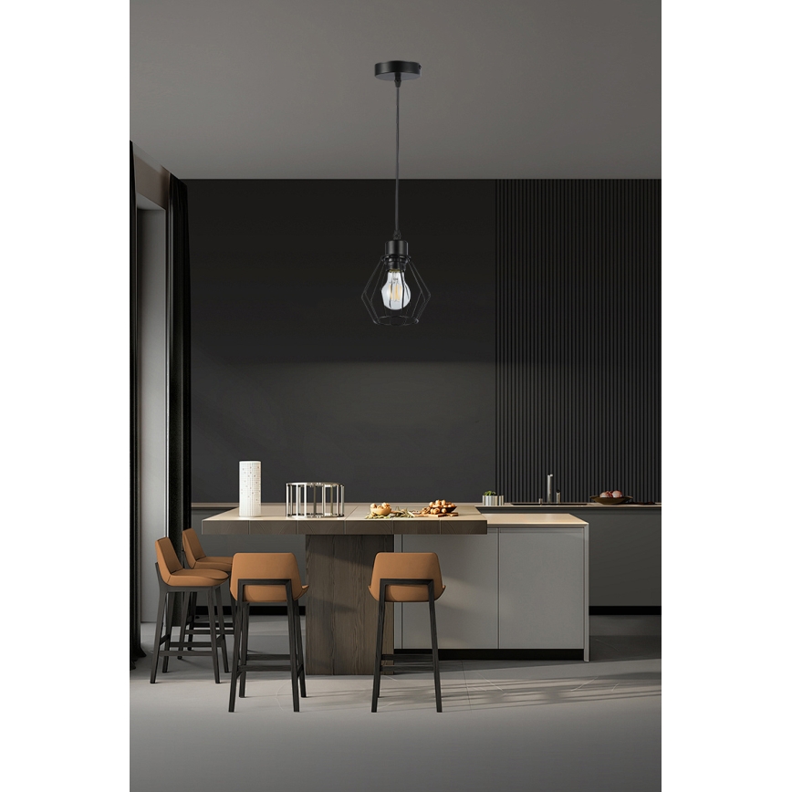 Lampadario a sospensione con filo 1xE27/35W/230V diametro 18 cm nero