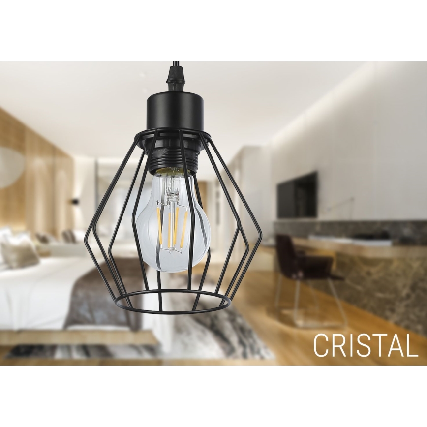 Lampadario a sospensione con filo 1xE27/35W/230V diametro 18 cm nero