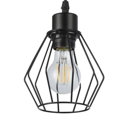 Lampadario a sospensione con filo 1xE27/35W/230V diametro 18 cm nero