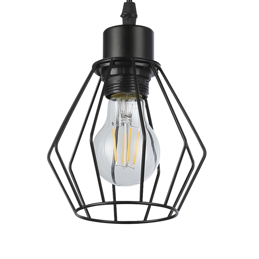 Lampadario a sospensione con filo 1xE27/35W/230V diametro 18 cm nero