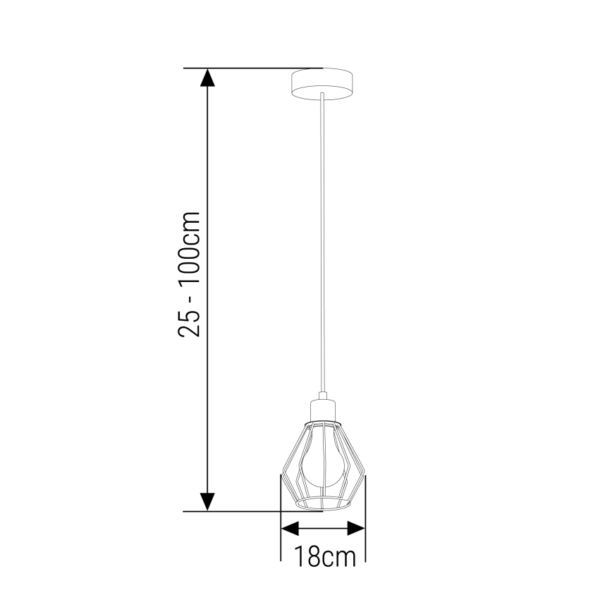 Lampadario a sospensione con filo 1xE27/35W/230V diametro 18 cm nero