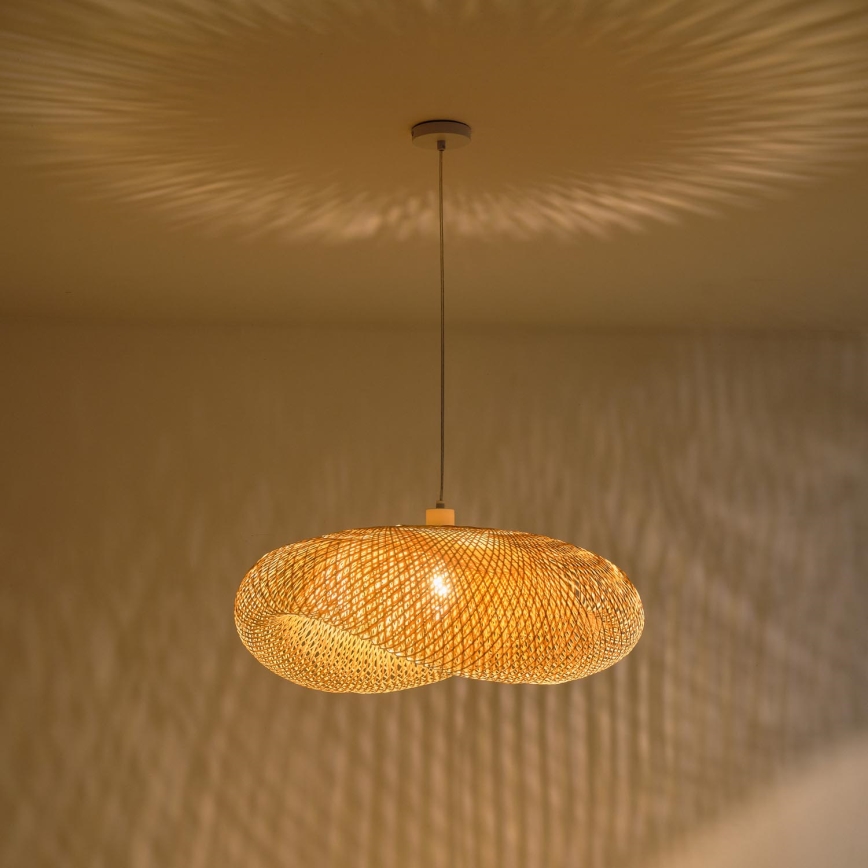 Lampadario a sospensione con filo 1xE27/40W/230V bambù