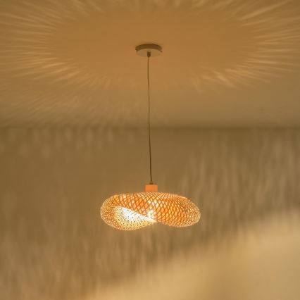 Lampadario a sospensione con filo 1xE27/40W/230V bambù