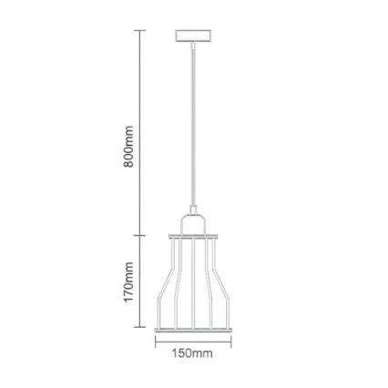 Lampadario a sospensione con filo 1xE27/60W/230V diametro 15 cm nero