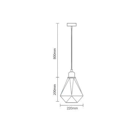 Lampadario a sospensione con filo 1xE27/60W/230V diametro 22 cm rame