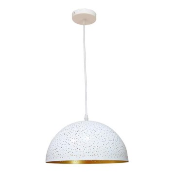 Lampadario a sospensione con filo 1xE27/60W/230V diametro 30 cm bianco