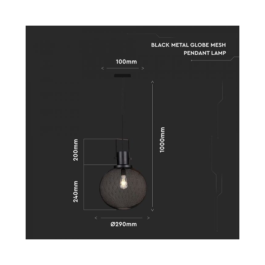 Lampadario a sospensione con filo 1xE27/60W/230V nero