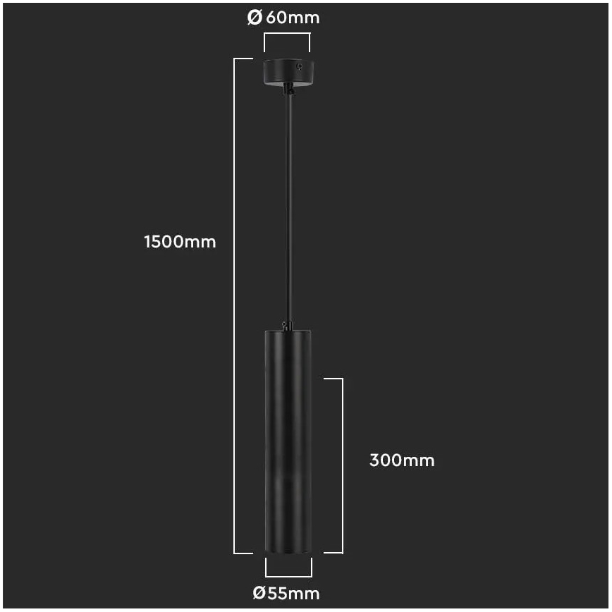 Lampadario a sospensione con filo 1xGU10/35W/230V 30 cm nero