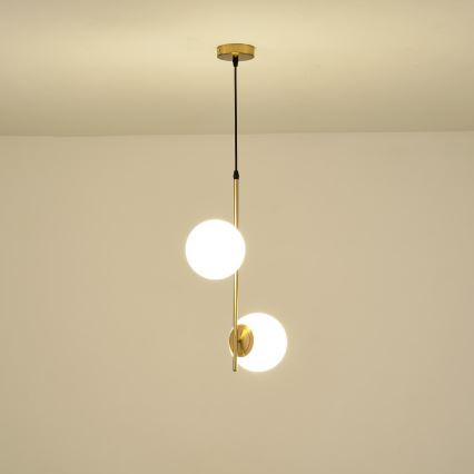 Lampadario a sospensione con filo 2xE27/40W/230V ottone