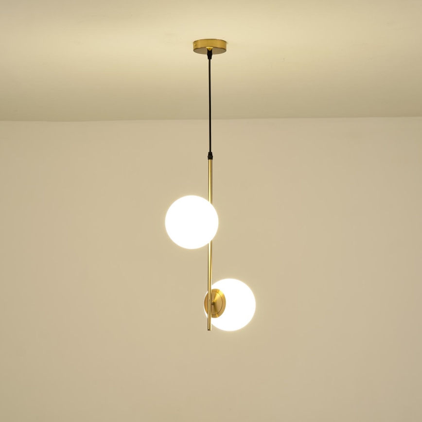 Lampadario a sospensione con filo 2xE27/40W/230V ottone
