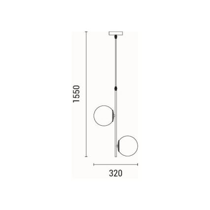 Lampadario a sospensione con filo 2xE27/40W/230V ottone