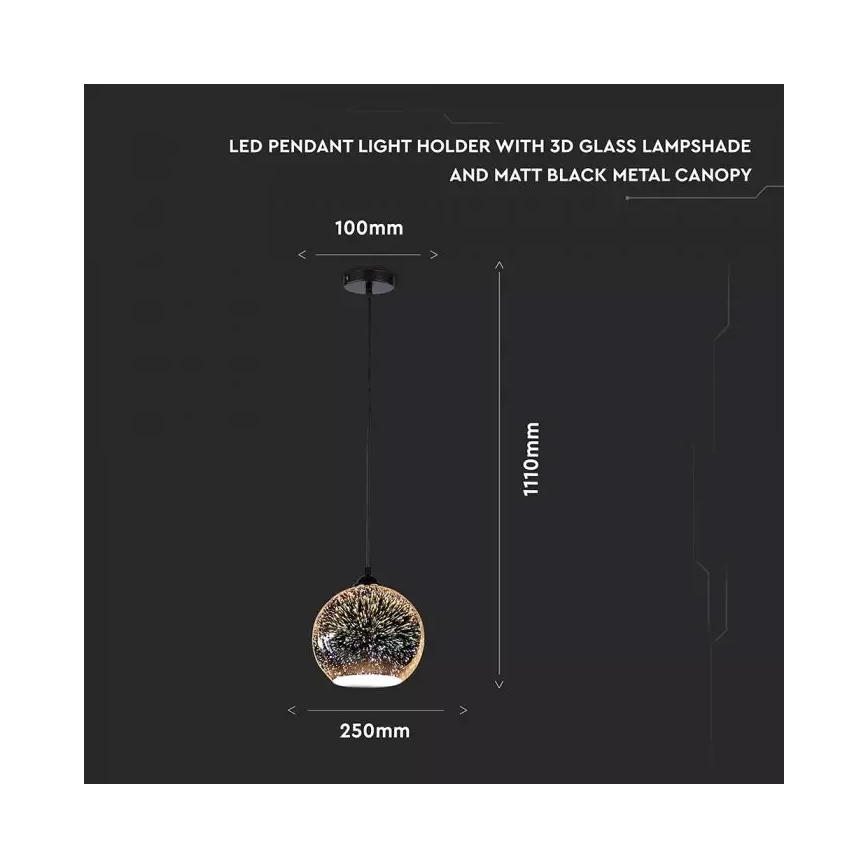 Lampadario a sospensione con filo 3D 1xE27/60W/230V