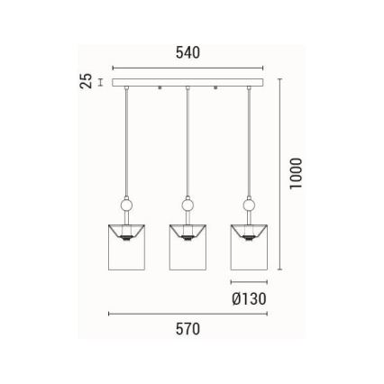 Lampadario a sospensione con filo 3xE14/15W/230V