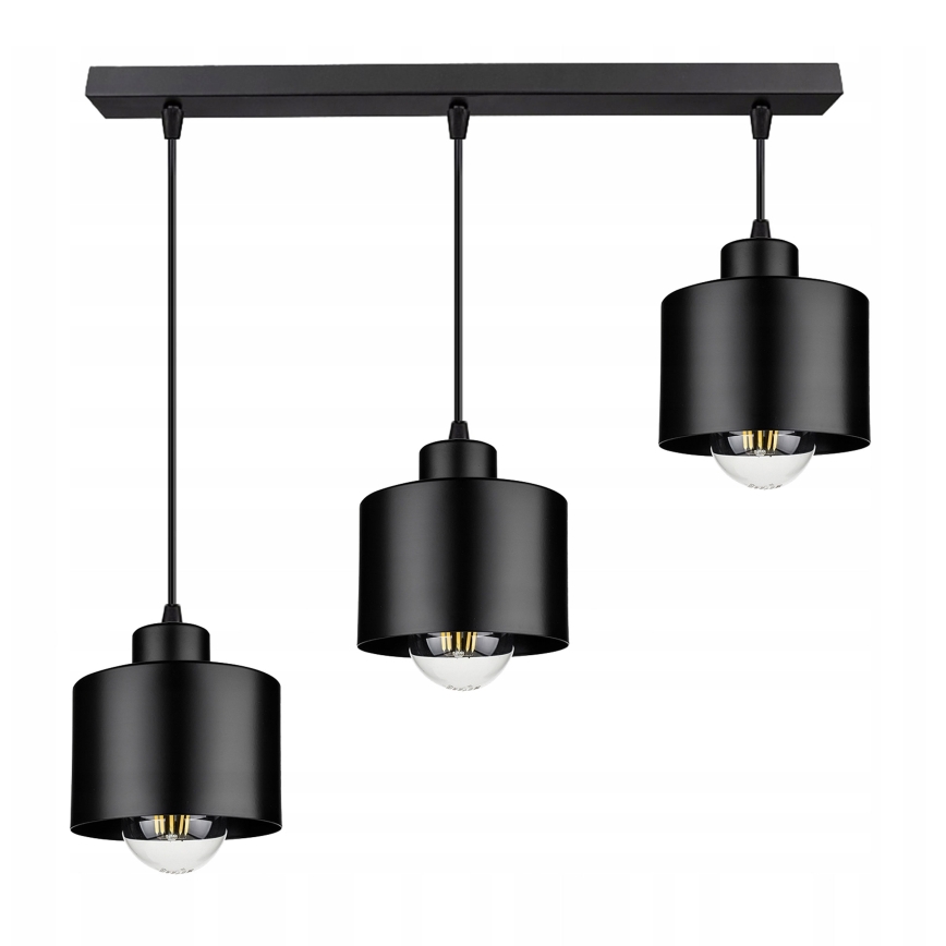 Lampadario a sospensione con filo 3xE27/35W/230V nero