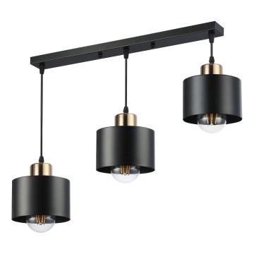 Lampadario a sospensione con filo 3xE27/35W/230V nero/oro
