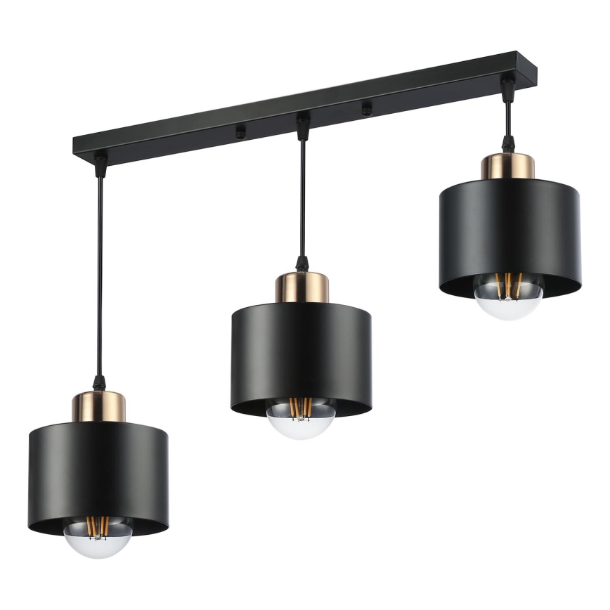 Lampadario a sospensione con filo 3xE27/35W/230V nero/oro