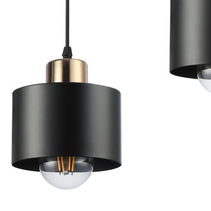 Lampadario a sospensione con filo 3xE27/35W/230V nero/oro
