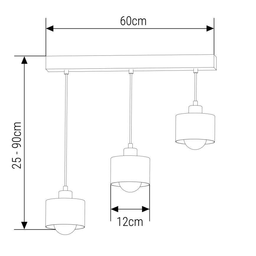 Lampadario a sospensione con filo 3xE27/35W/230V nero/oro