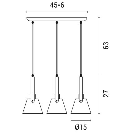 Lampadario a sospensione con filo 3xE27/40W/230V bianco