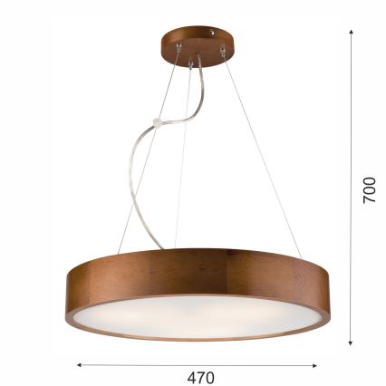 Lampadario a sospensione con filo 3xE27/60W/230V ø 47 cm pino