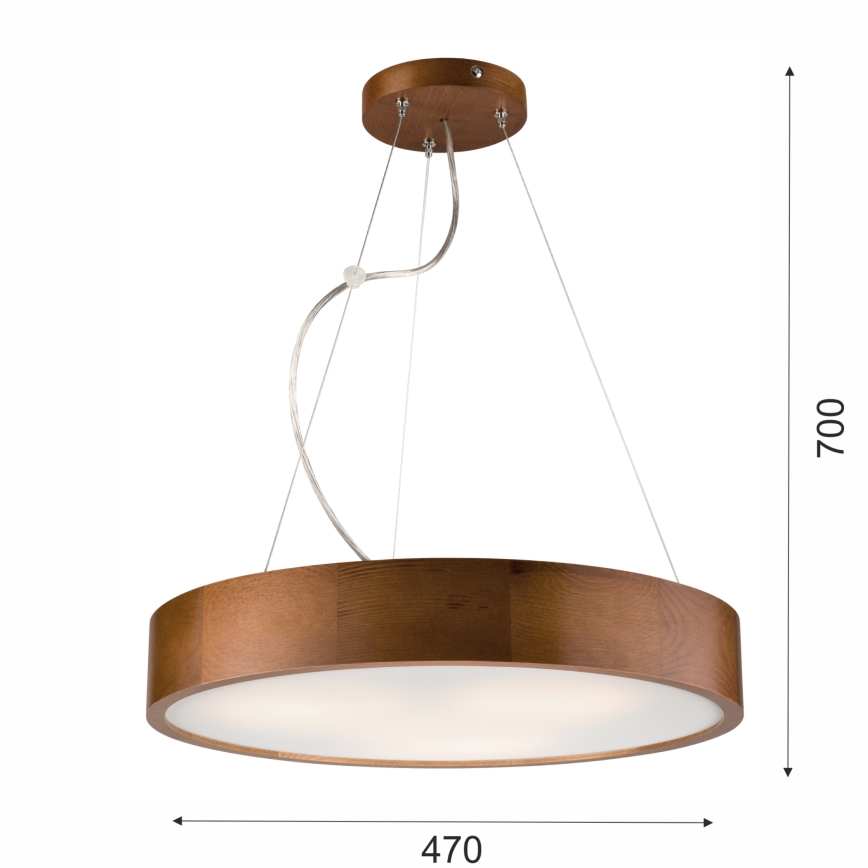Lampadario a sospensione con filo 3xE27/60W/230V ø 47 cm pino
